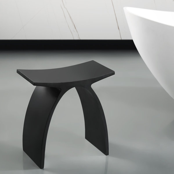Ancona 17” Bathroom Shower Bench in Pure Acrylic Stone in Matte Black | Wayfair